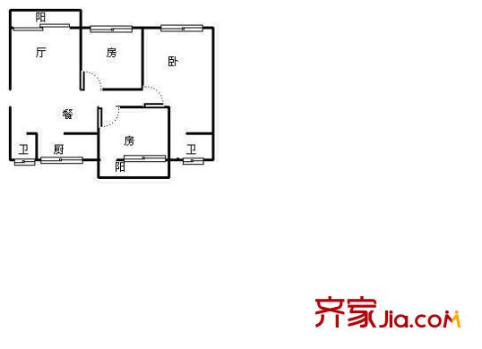 北大路城北區(qū)政府宿舍 3室 戶型圖