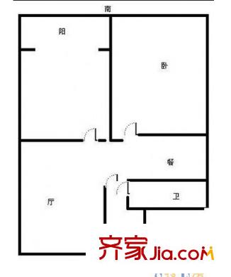 區(qū)建材局職工宿舍戶型圖1 2室2廳1衛(wèi)1廚