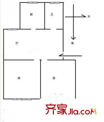 南寧市藍(lán)天醫(yī)用氣體公司戶型圖2 2室2廳1衛(wèi)1廚