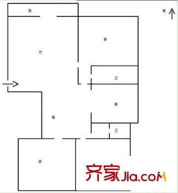 南寧市藍(lán)天醫(yī)用氣體公司戶(hù)型圖3 3室2廳2衛(wèi)1廚