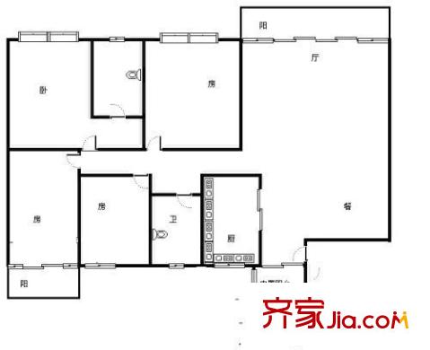 湖江公寓 4室 戶型圖