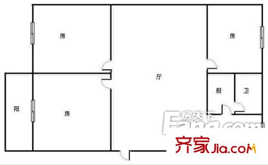 化纖研究所宿舍戶型圖14 3室2廳1衛(wèi)1廚