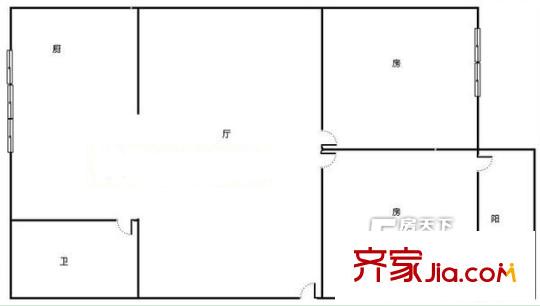 化纖研究所宿舍戶型圖11 2室2廳1衛(wèi)1廚