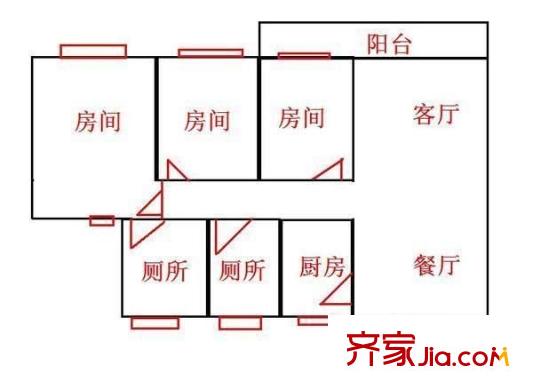 福源大樓 3室 戶型圖