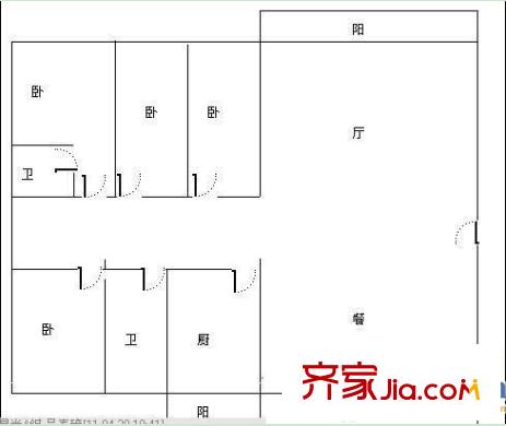 廣西教育出版社宿舍戶型圖1 4室2廳2衛(wèi)1廚