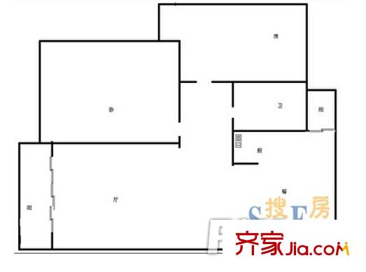 南寧仙葫開(kāi)發(fā)區(qū)管委會(huì)戶型圖2 2室2廳1衛(wèi)1廚