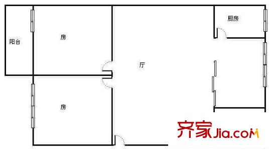 區(qū)進(jìn)出口公司宿舍 2室 戶(hù)型圖