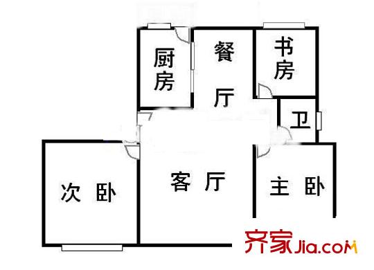 廣西文聯(lián)文儀園宿舍戶(hù)型圖3 3室2廳1衛(wèi)1廚