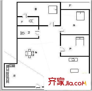 民主機(jī)械廠宿舍戶型圖1 