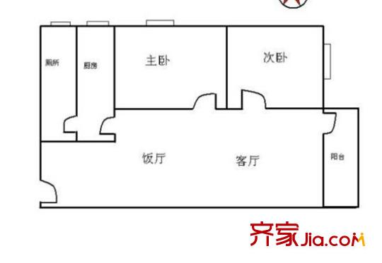 廣西交通科學(xué)研究所宿舍戶型圖4 2室2廳1衛(wèi)1廚