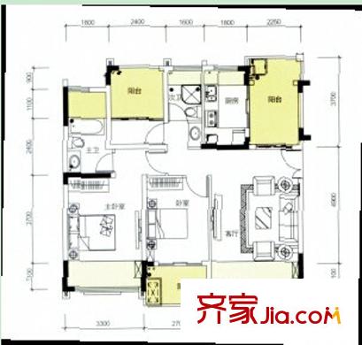 廣西新聞中心綜合大樓戶型圖5 2室2廳2衛(wèi)1廚