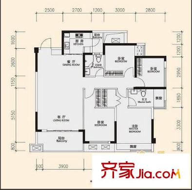 金州路單位房(僑辦宿舍)戶型圖5 4室2廳2衛(wèi)1廚