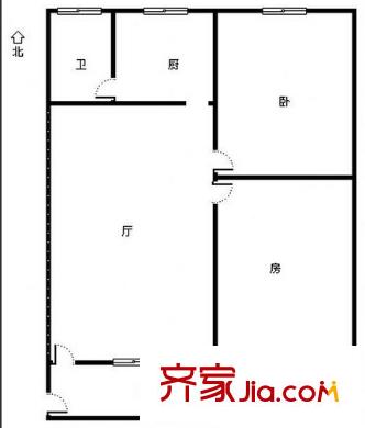 金州路單位房(僑辦宿舍)戶型圖3 2室2廳1衛(wèi)1廚