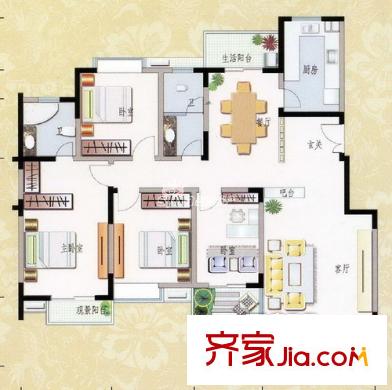 國稅二分局宿舍戶型圖4室2廳2衛(wèi).3jpg 4室2廳2衛(wèi)1廚