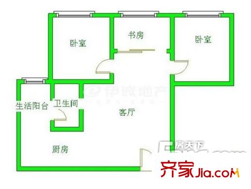 湖畔樓戶型圖7 3室1廳1衛(wèi)1廚