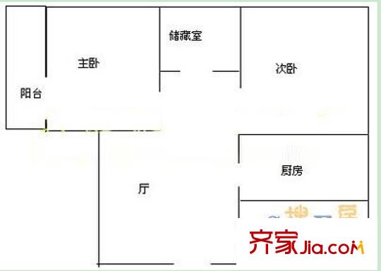 儲(chǔ)備局生活區(qū)戶型圖1 2室2廳1衛(wèi)1廚