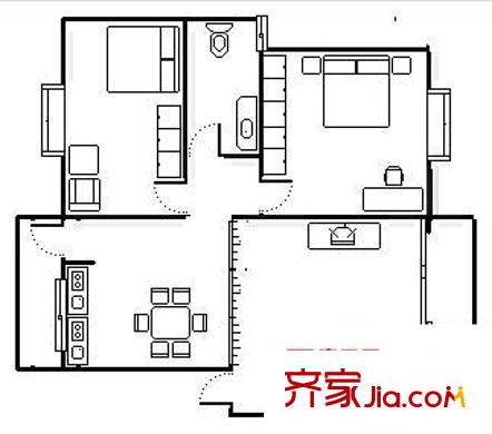 錢龍花園 2室 戶型圖