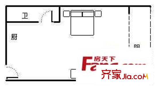 錢龍花園 1室 戶型圖