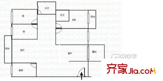 金州路發(fā)改委宿舍戶型圖金州路 3室2廳1衛(wèi)1廚