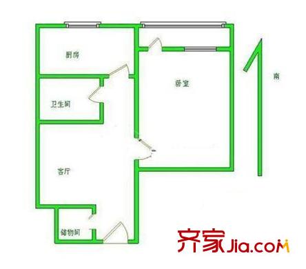 廣西文聯(lián)文儀園宿舍戶型圖1 1室2廳1衛(wèi)1廚