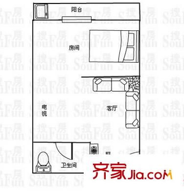廣西教育出版社宿舍戶型圖2 1室1廳1衛(wèi)1廚