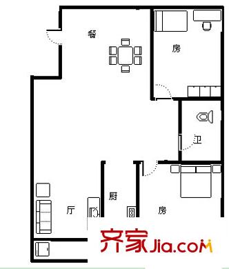 廣西教育出版社宿舍戶型圖3 2室2廳1衛(wèi)1廚
