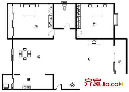 南寧仙葫開發(fā)區(qū)管委會戶型圖5 2室2廳1衛(wèi)1廚