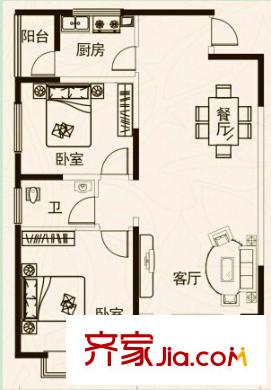 廣西新聞中心綜合大樓戶型圖2 2室2廳1衛(wèi)1廚