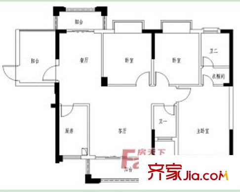 廣西新聞中心綜合大樓戶型圖3 3室2廳2衛(wèi)1廚
