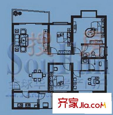 水岸小筑戶型圖戶型圖 4室2廳2衛(wèi)1廚