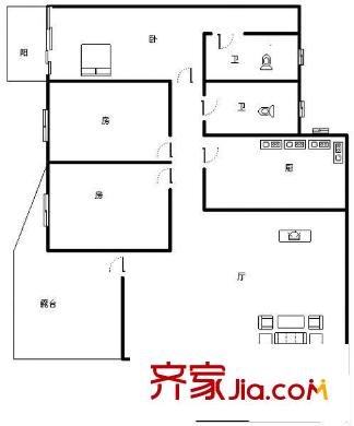 百色大廈 3室 戶型圖
