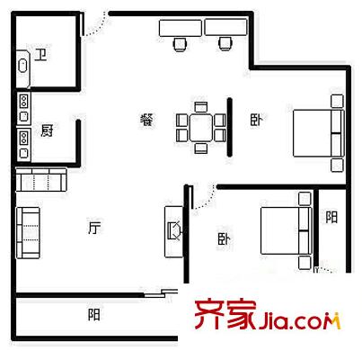 隱怡公寓 2室 戶型圖