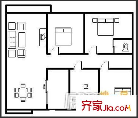 南寧市供電局南湖小區(qū)戶型圖2 3室2廳2衛(wèi)1廚