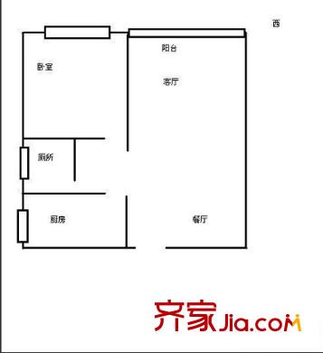 金州路單位房(僑辦宿舍)戶型圖2 1室2廳1衛(wèi)1廚