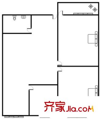 解放路商品房 2室 戶型圖