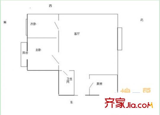 儲(chǔ)備局生活區(qū)戶型圖2 2室2廳1衛(wèi)1廚
