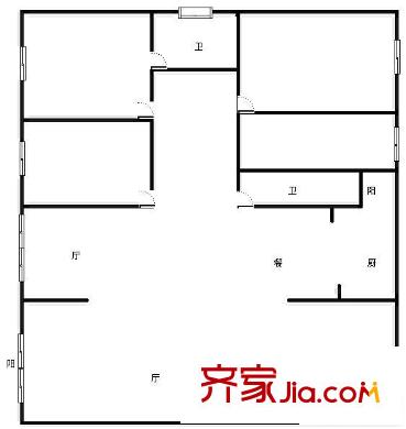 北湖工人新村 4室 戶型圖
