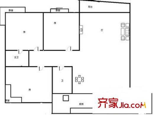 北湖工人新村 3室 戶型圖