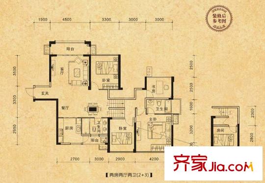 昌泰鑫金綠洲8棟04戶型 5室2廳2衛(wèi)1廚
