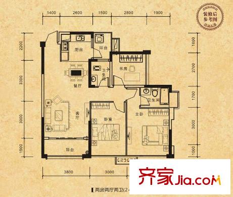 昌泰鑫金綠洲10、11棟01戶型 3室2廳2衛(wèi)1廚