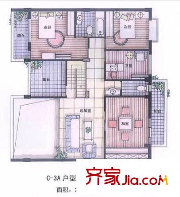 金花苑戶型圖C-2A二層 3室2廳2衛(wèi)1廚