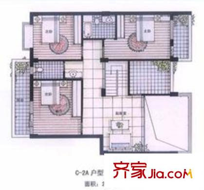 金花苑戶型圖C-2A二層 2室2廳1衛(wèi)1廚