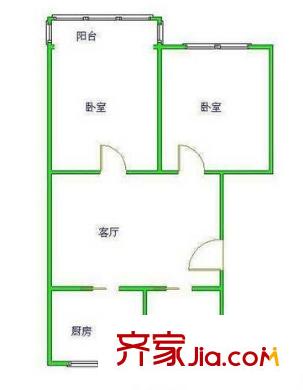 新民路電信單位大院戶型圖2 2室2廳1衛(wèi)1廚