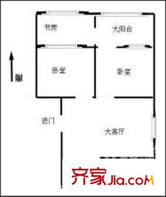新民路電信單位大院戶型圖1 2室2廳1衛(wèi)1廚