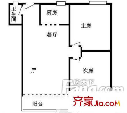 海關(guān)宿舍戶型圖11 2室2廳1衛(wèi)1廚