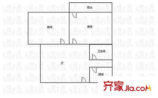 望州南小區(qū) 2室 戶型圖