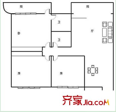區(qū)糖業(yè)供銷公司生活區(qū)戶型圖11 3室2廳2衛(wèi)1廚