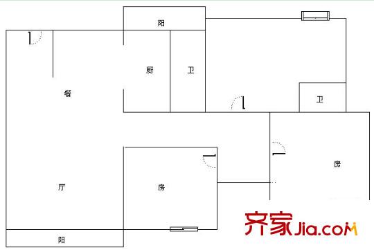 區(qū)糖業(yè)供銷公司生活區(qū)戶型圖14 3室2廳2衛(wèi)1廚