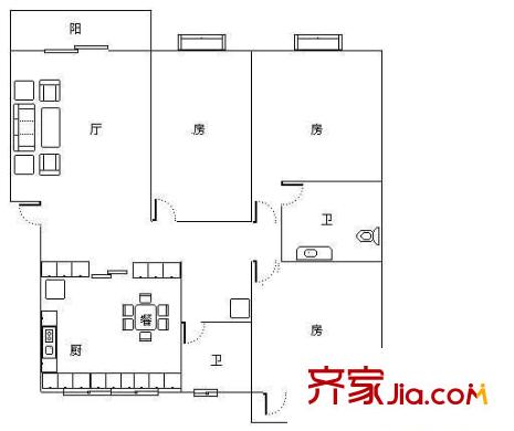 金龍公寓 3室 戶型圖