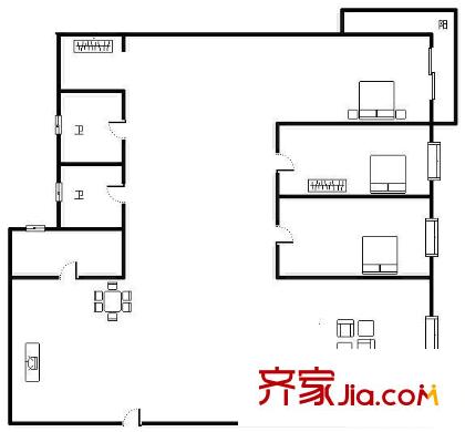 百色大廈 3室 戶型圖